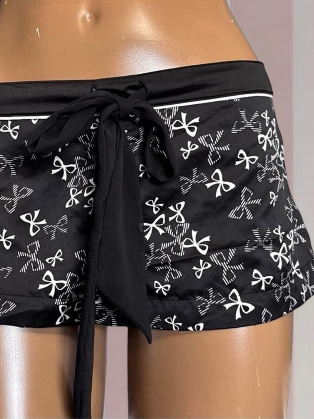 Jacob Y2K Satin Bow-Print PJ Shorts